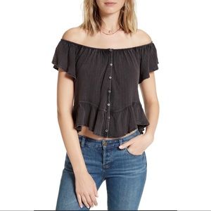 Free People Mint Julep Off the Shoulder Black S
